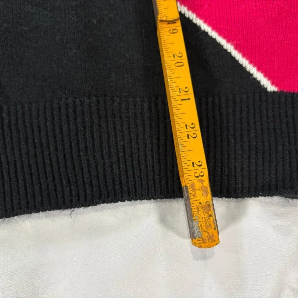 Vintage Pink Black Color Block Striped Sweater Top V-Neck Small/Medium  Lot J